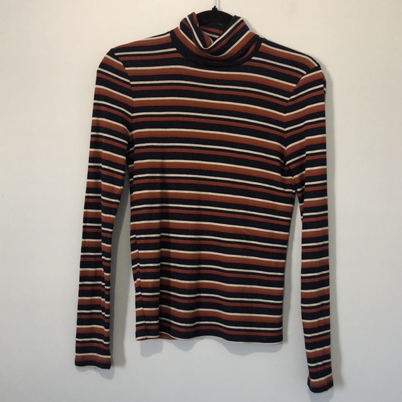 Madewell Fine Ribbed Striped Turtleneck, S - Picture 4 of 10